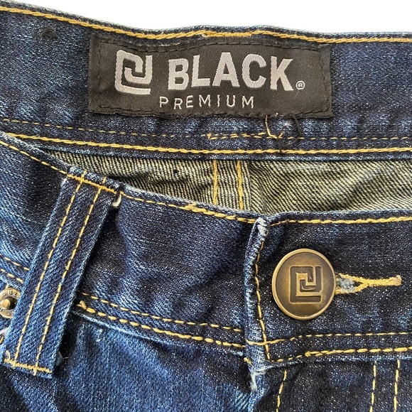CJ Black Premium Patchwork Distressed Straight Slim Dark Wash Jeans Size 34 x 34 - Picture 4 of 14